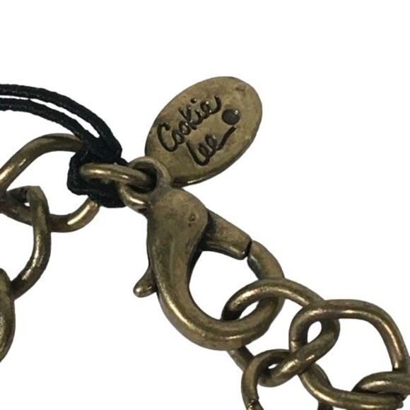 NWT Cookie Lee 3-Tiered Multi-Strand Charm Necklace w/Faux Pearls Crystals Glass - Picture 7 of 10